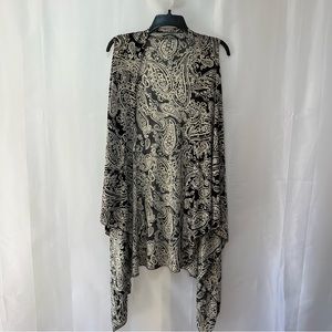 Paisley print waterfall draped vest one size